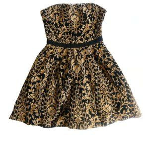 Joie Black & Gold Strapless Dress
